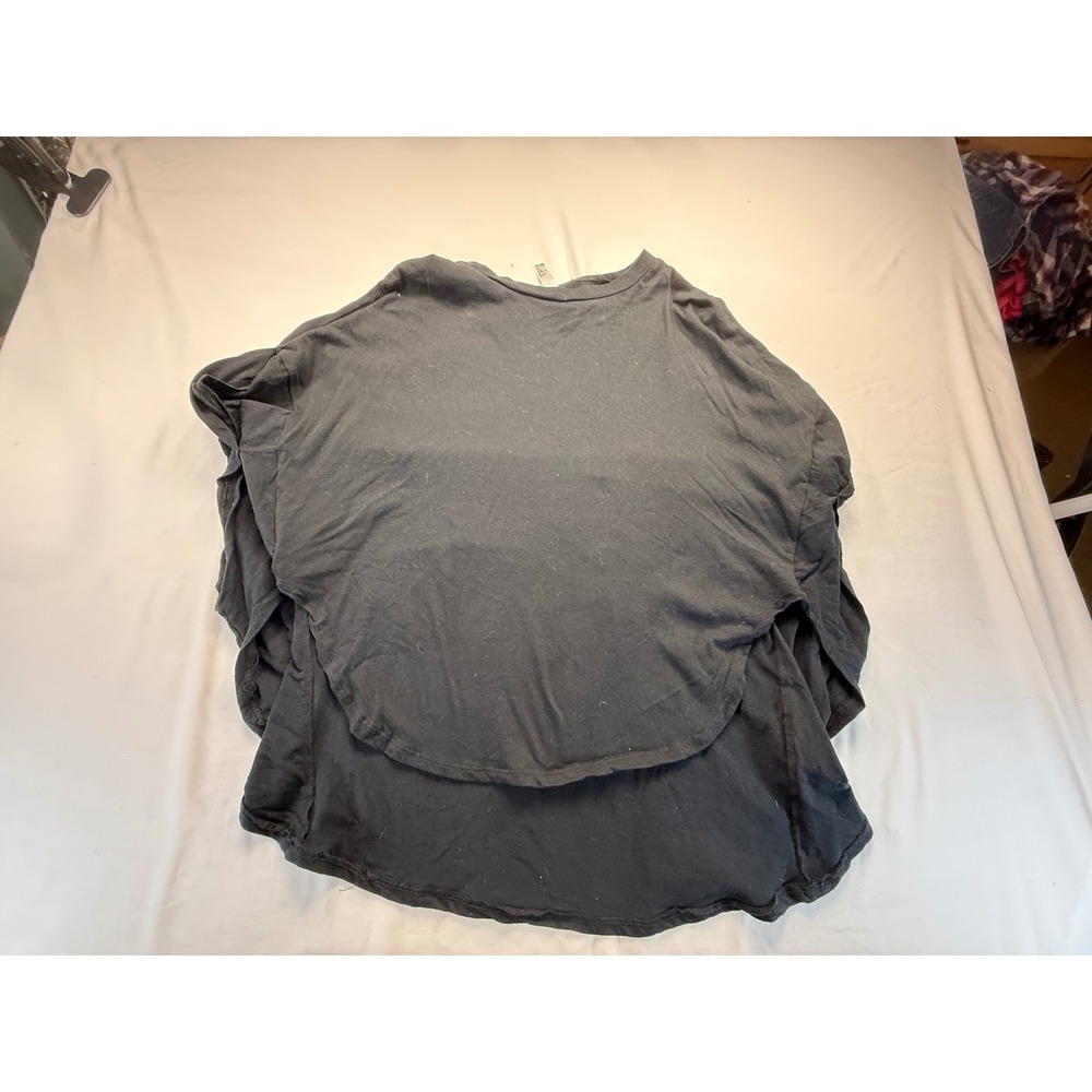 Pebby Forevee Womens Top S/M Black Short Sleeve Layered High Low Hem Oversized